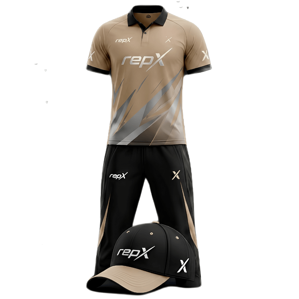 RepX Beige Brown Cricket Kit | Custom Cricket Team Uniform | Premium Cricket Jersey & Trousers
