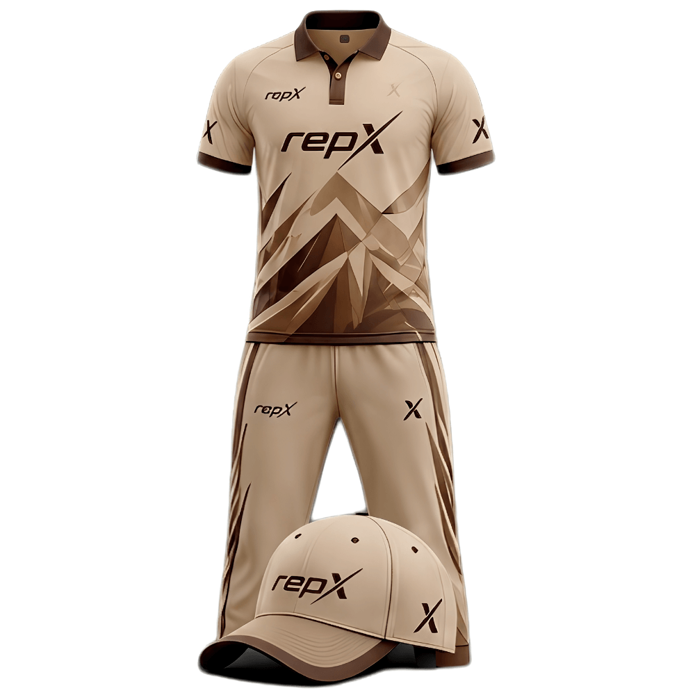 RepX Beige Brown Cricket Kit | Custom Cricket Team Uniform | Premium Cricket Jersey & Trousers