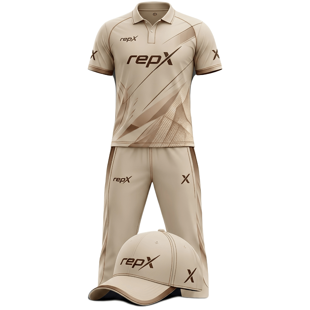 RepX Beige Brown Cricket Kit | Custom Cricket Team Uniform | Premium Cricket Jersey & Trousers