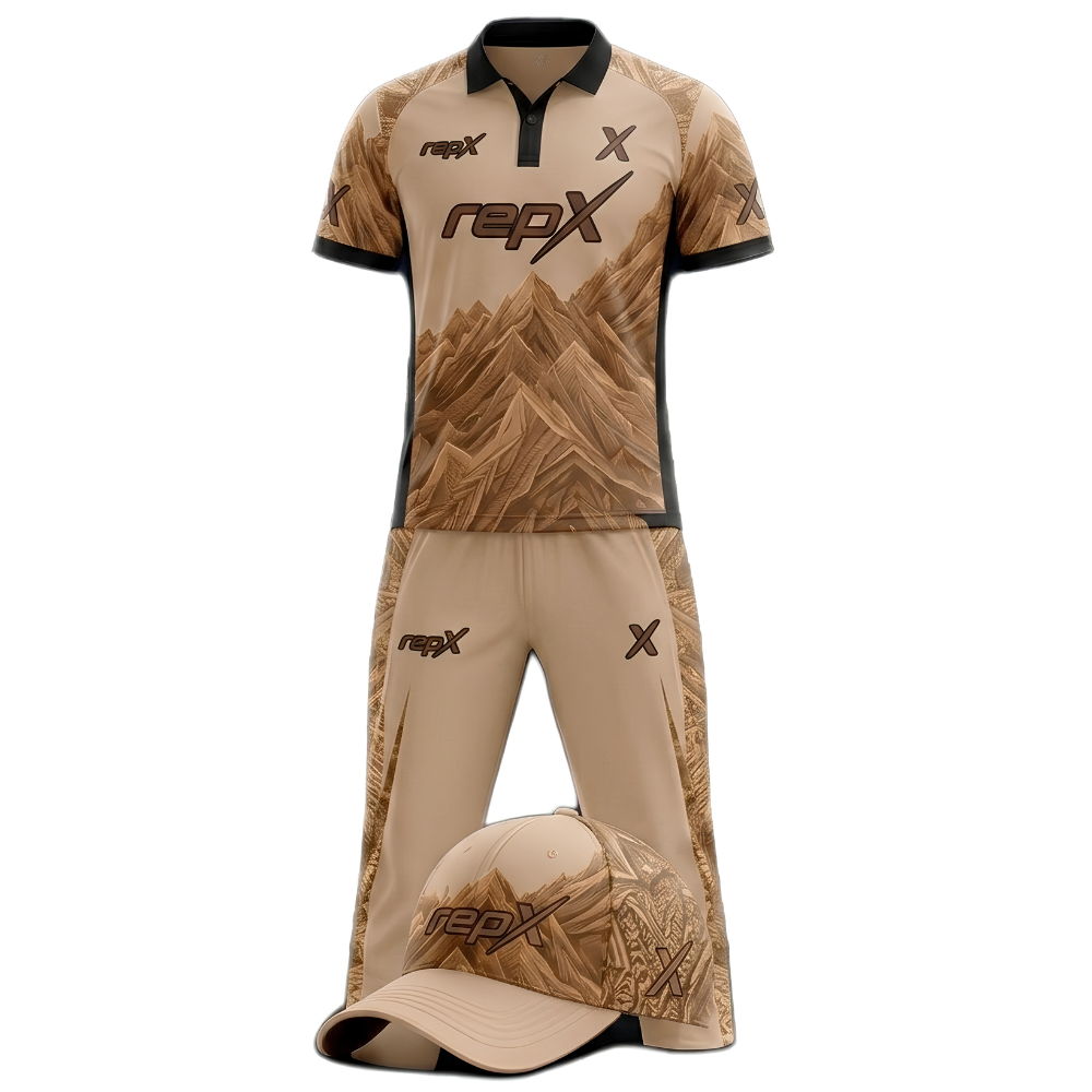 RepX Beige Brown Cricket Kit | Custom Cricket Team Uniform | Premium Cricket Jersey & Trousers