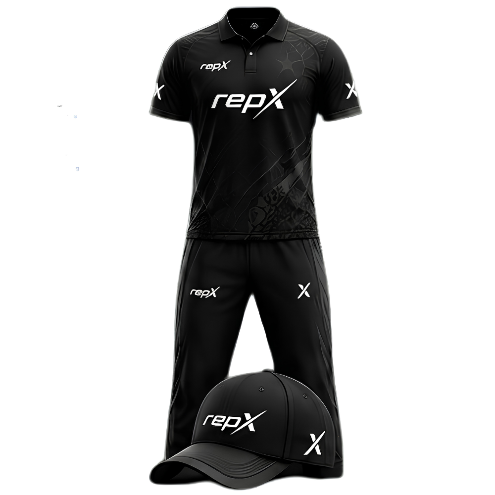 RepX Black Dark Grey Cricket Kit | Custom Cricket Team Uniform | Premium Cricket Jersey & Trousers