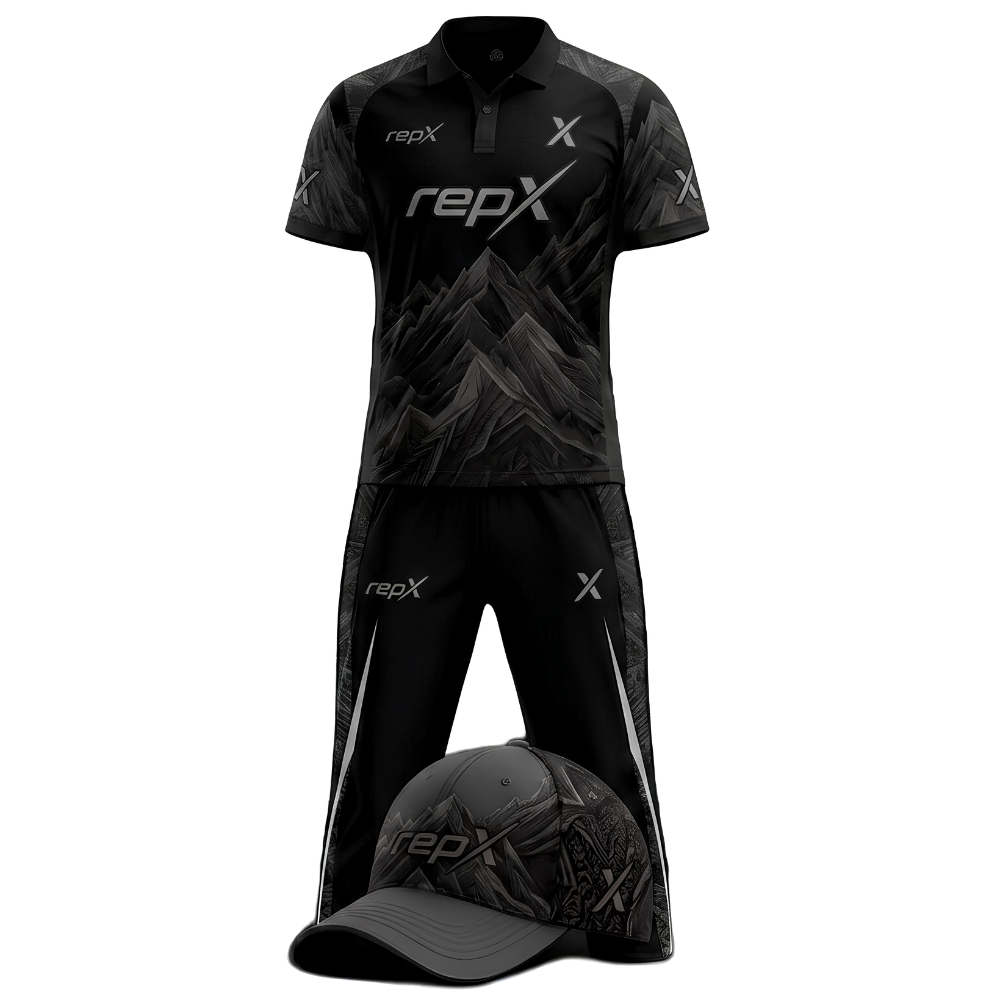 RepX Black Dark Grey Cricket Kit | Custom Cricket Team Uniform | Premium Cricket Jersey & Trousers