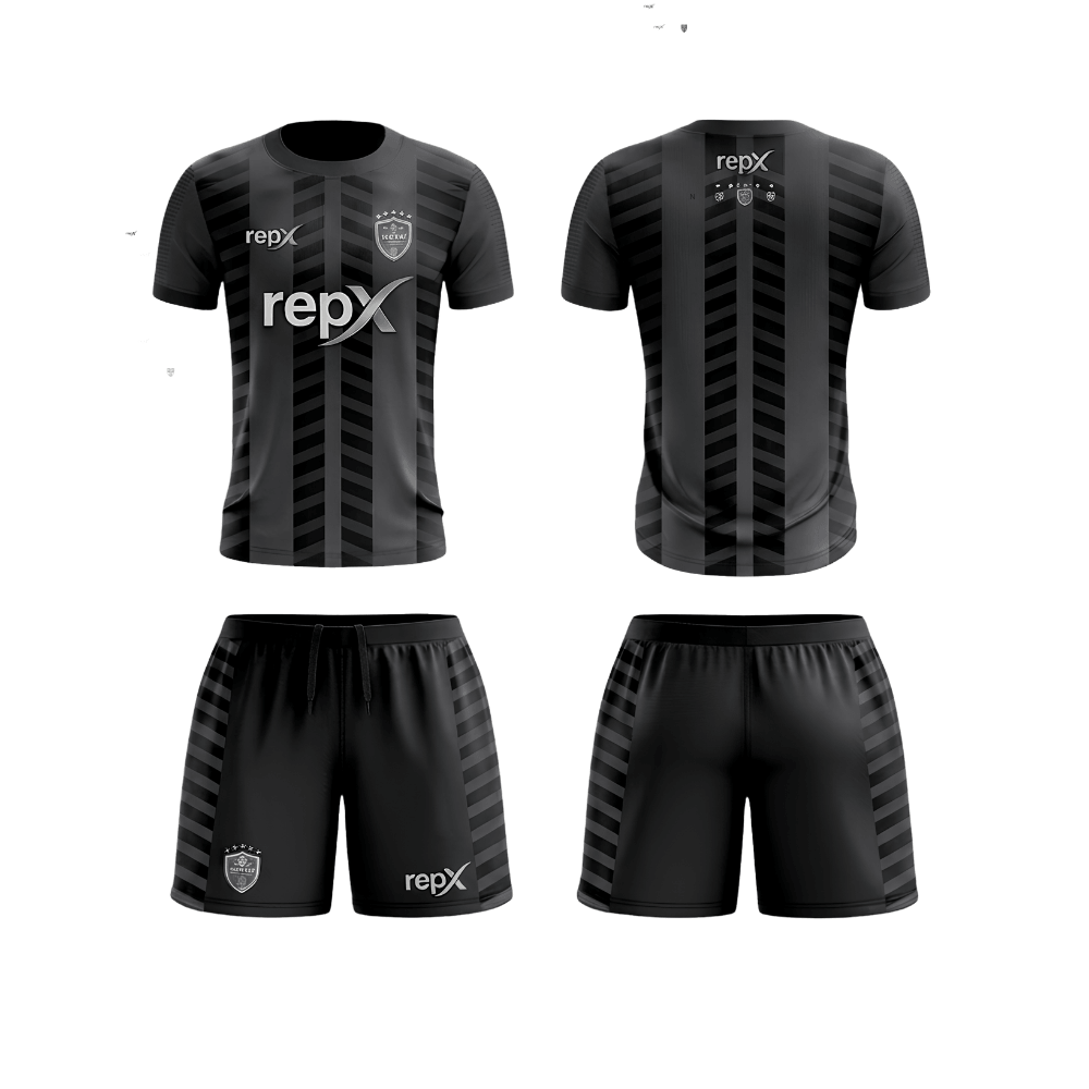 RepX Black Football Jersey Kit | Custom Soccer Team Uniform Set ( HOME KIT )