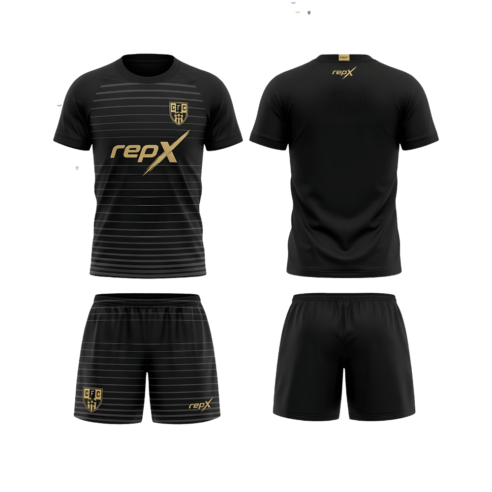 RepX Black Football Jersey Kit | Custom Soccer Team Uniform Set ( HOME KIT )