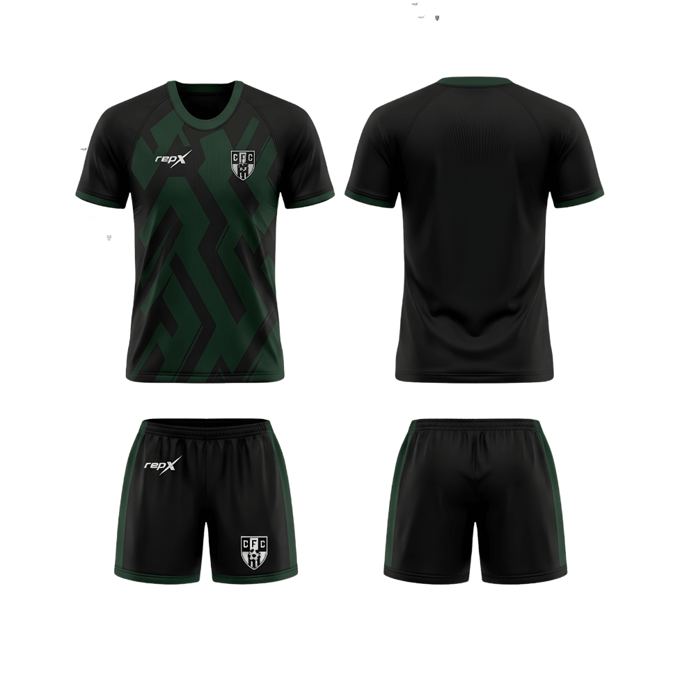 RepX Black & Forest Green Football Jersey Kit | Custom Soccer Team Uniform Set (HOME KIT )