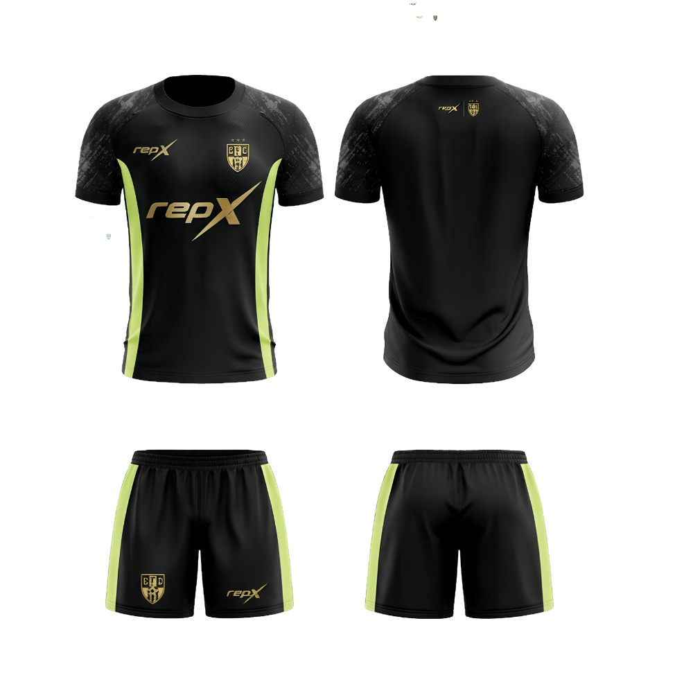 RepX Black Football Jersey Kit | Custom Soccer Team Uniform Set ( HOME KIT )