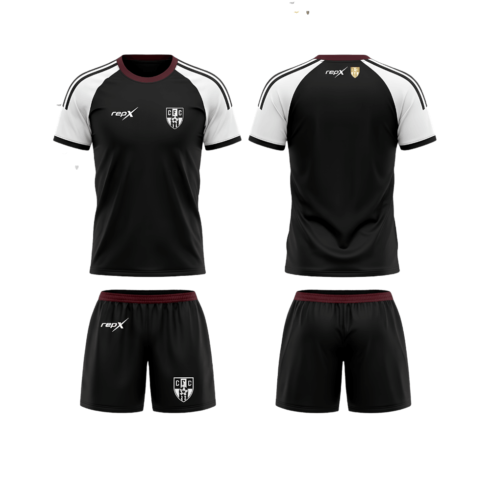 RepX Black Football Jersey Kit | Custom Soccer Team Uniform Set ( HOME KIT )