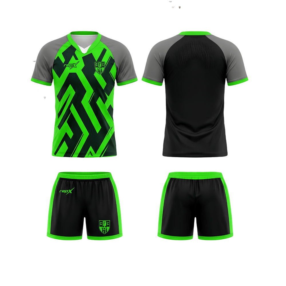 RepX Bright Green Football Jersey Kit | Custom Soccer Team Uniform Set ( AWAY KIT )