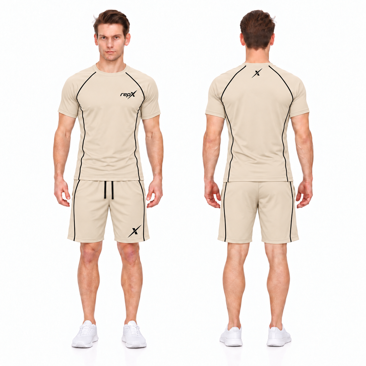 Repx Casual Performance Tee & Shorts Set -Beige