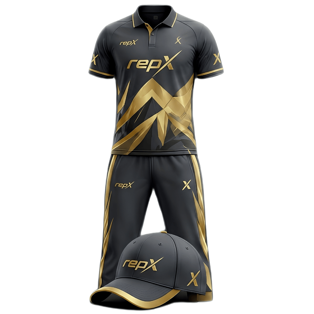 RepX Charcoal Gold Cricket Kit | Custom Cricket Team Uniform | Premium Cricket Jersey & Trousers