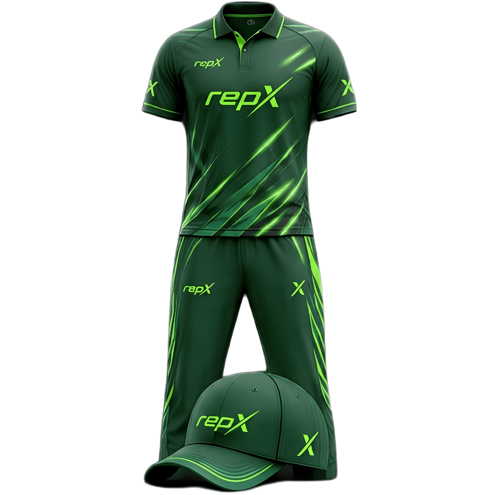 RepX Forest Neon Green Cricket Kit | Custom Cricket Team Uniform | Premium Cricket Jersey & Trousers