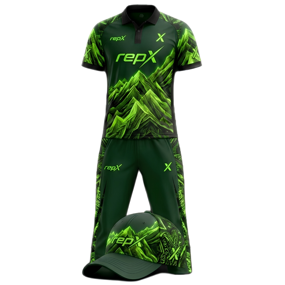 RepX Forest Neon Green Cricket Kit | Custom Cricket Team Uniform | Premium Cricket Jersey & Trousers