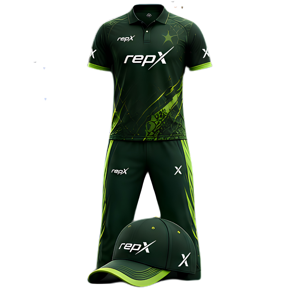 RepX Forest Neon Green Cricket Kit | Custom Cricket Team Uniform | Premium Cricket Jersey & Trousers
