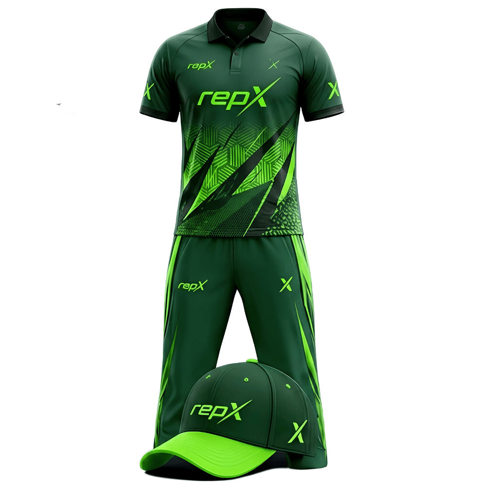 RepX Forest Neon Green Cricket Kit | Custom Cricket Team Uniform | Premium Cricket Jersey & Trousers