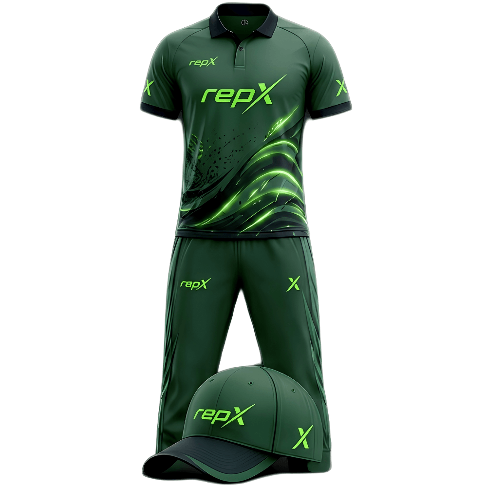 RepX Forest Neon Green Cricket Kit | Custom Cricket Team Uniform | Premium Cricket Jersey & Trousers