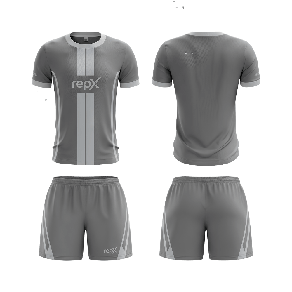 REPX Medium Grey Football Jersey & Shorts Set | Premium Quick Dry Soccer Uniform ( AWAY KIT )
