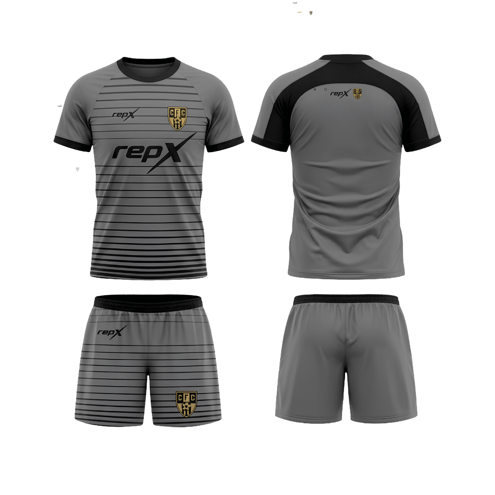 RepX Medium Grey Football Jersey Kit | Custom Soccer Team Uniform Set ( AWAY KIT )