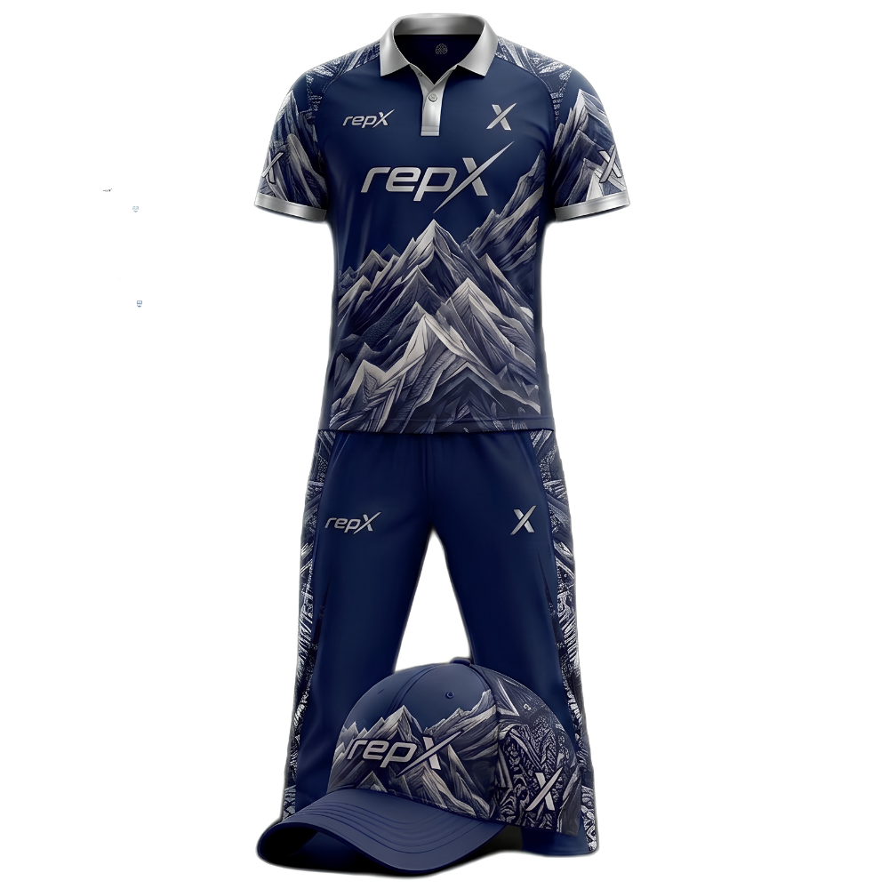 RepX Navy Silver Cricket Kit | Custom Cricket Team Uniform | Premium Cricket Jersey & Trousers