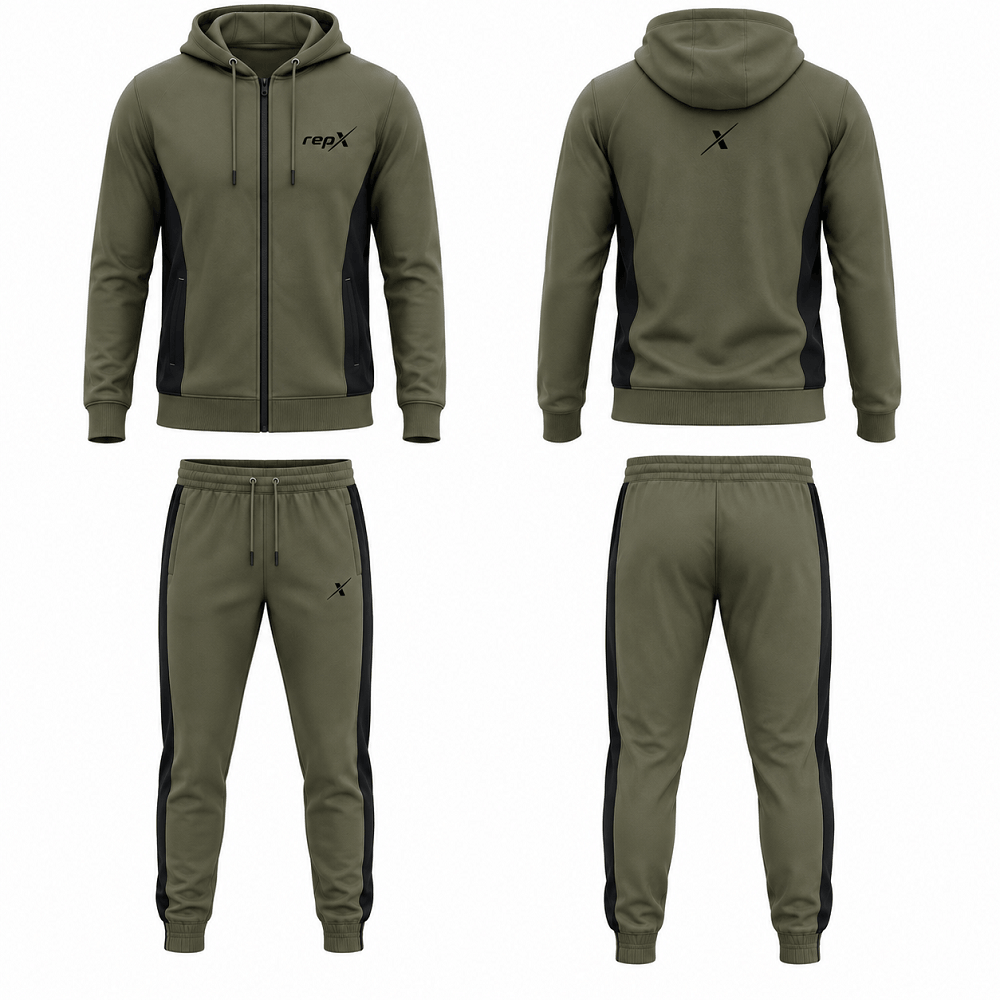 Repx Premium Panelled Tracksuit - Olive Green
