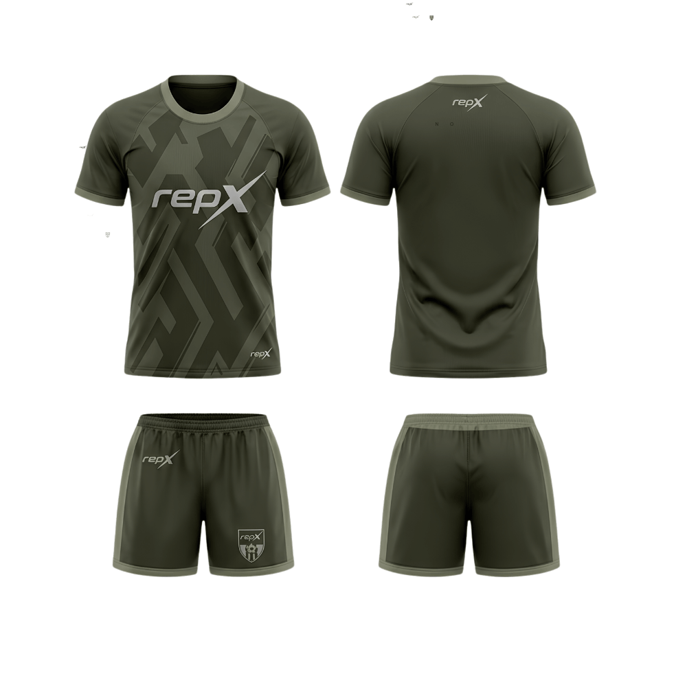 RepX Olive Grey Football Jersey Kit | Custom Soccer Team Uniform Set ( AWAY KIT )