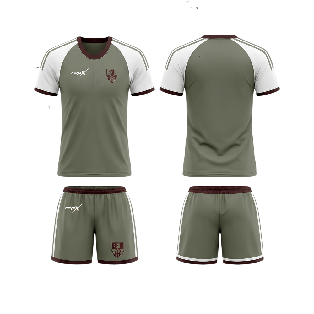 RepX Olive Grey Football Jersey Kit | Custom Soccer Team Uniform Set ( AWAY KIT )