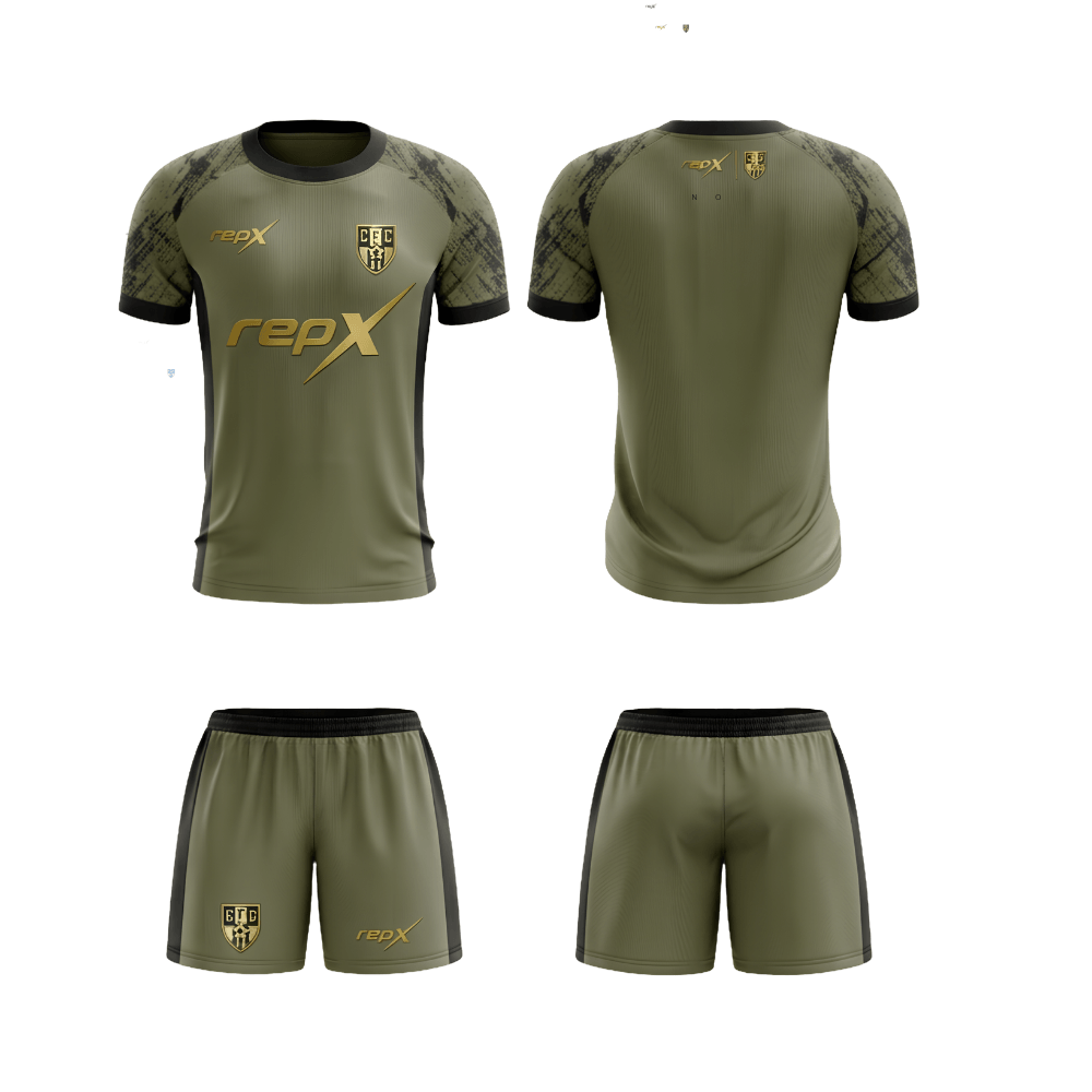 RepX Olive Grey Football Jersey Kit | Custom Soccer Team Uniform Set ( AWAY KIT )