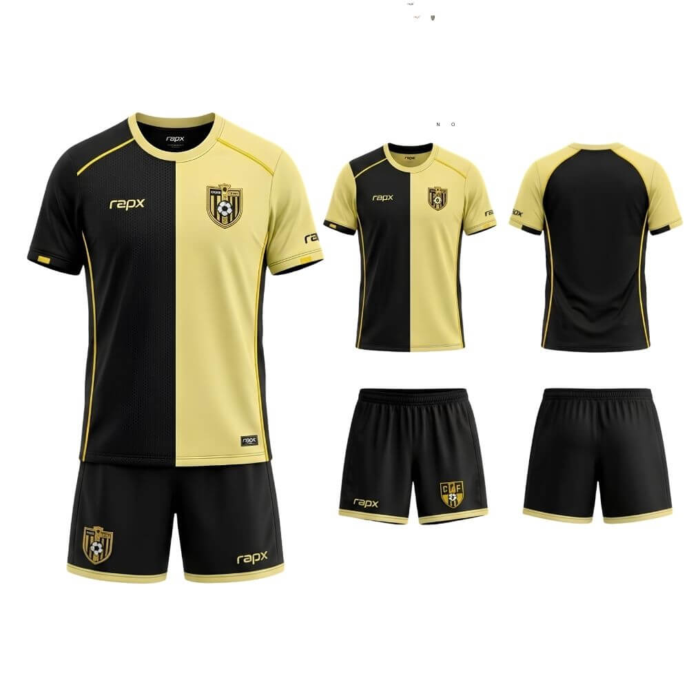 Pastel Yellow & Black Football Jersey Kit Premium Custom Soccer Uniform Set ( AWAY KIT )