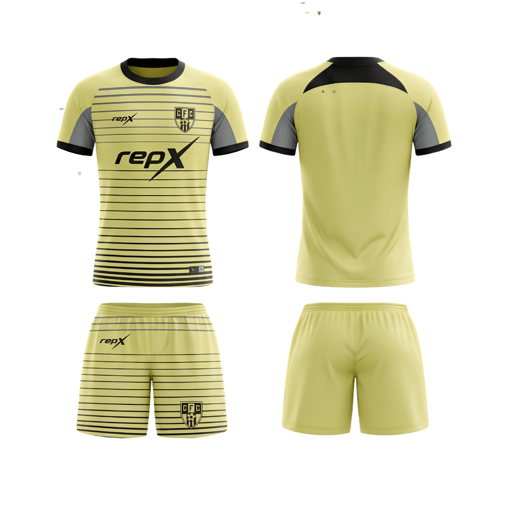 RepX Pastel Yellow Football Jersey Kit | Custom Soccer Team Uniform Set ( AWAY KIT )