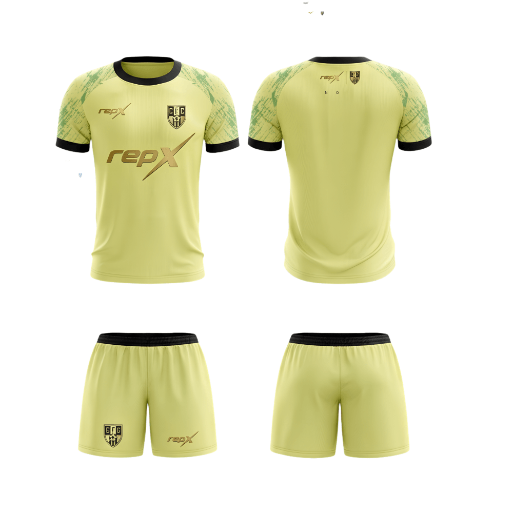 RepX Pastel Yellow Football Jersey Kit | Custom Soccer Team Uniform Set ( AWAY KIT )