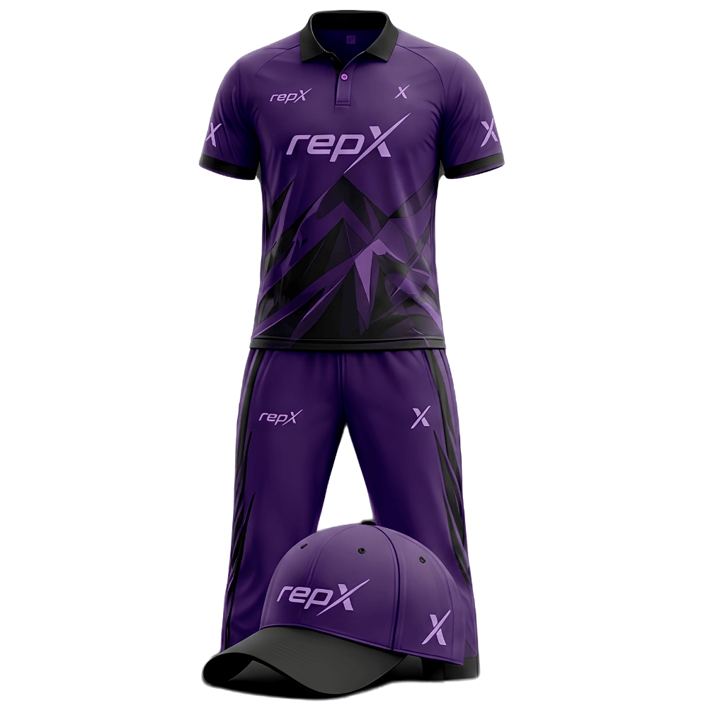 RepX Purple Black Cricket Kit | Custom Cricket Team Uniform | Premium Cricket Jersey & Trousers