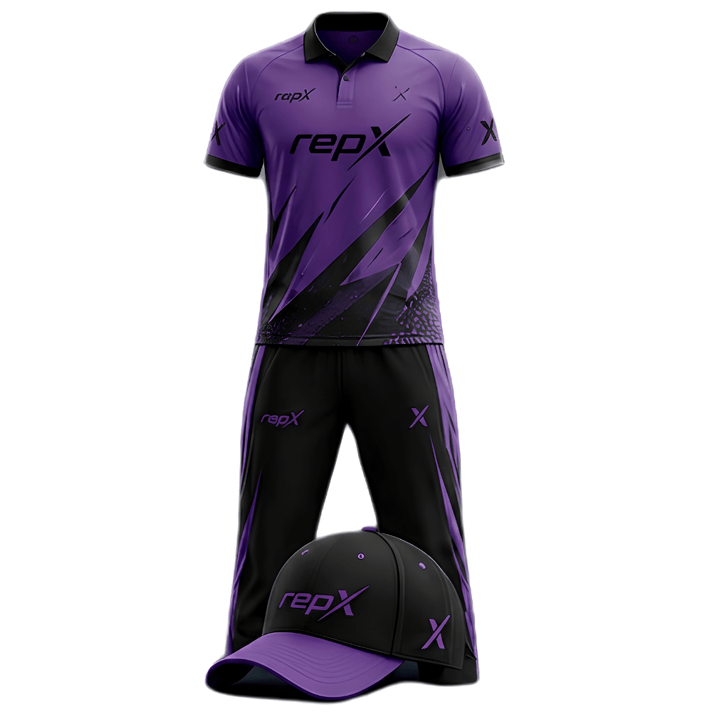 RepX Purple Black Cricket Kit | Custom Cricket Team Uniform | Premium Cricket Jersey & Trousers