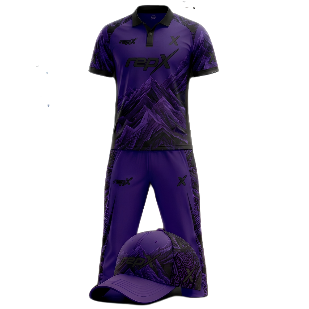 RepX Purple Black Cricket Kit | Custom Cricket Team Uniform | Premium Cricket Jersey & Trousers