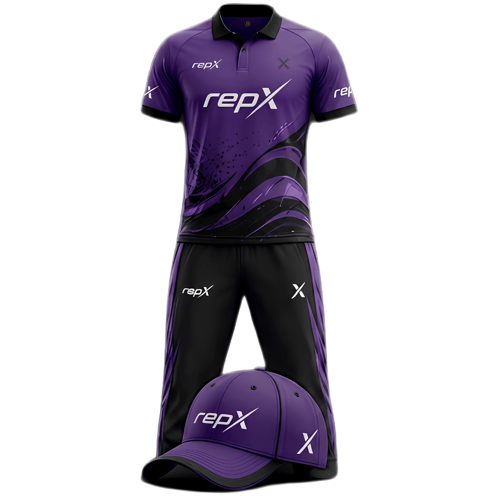 RepX Purple Black Cricket Kit | Custom Cricket Team Uniform | Premium Cricket Jersey & Trousers