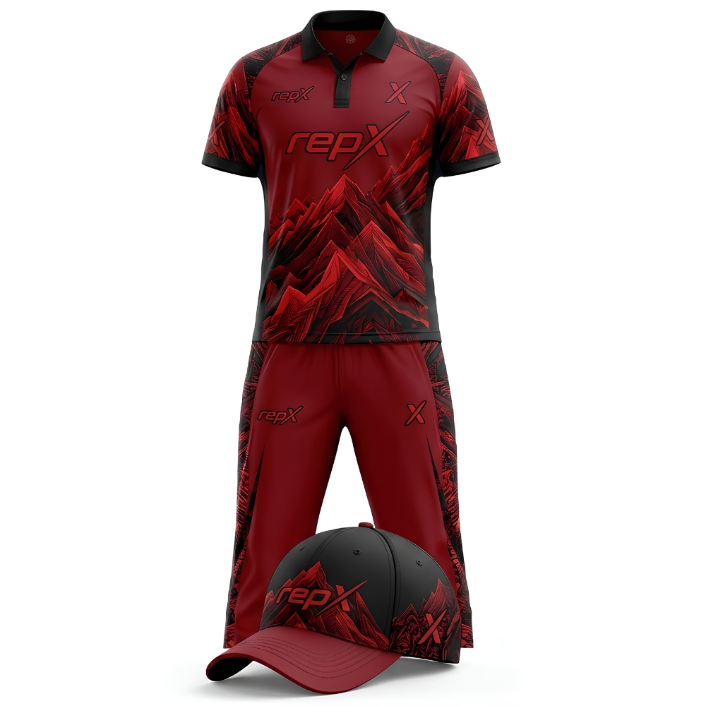 RepX Red Black Cricket Kit | Custom Cricket Team Uniform | Premium Cricket Jersey & Trousers