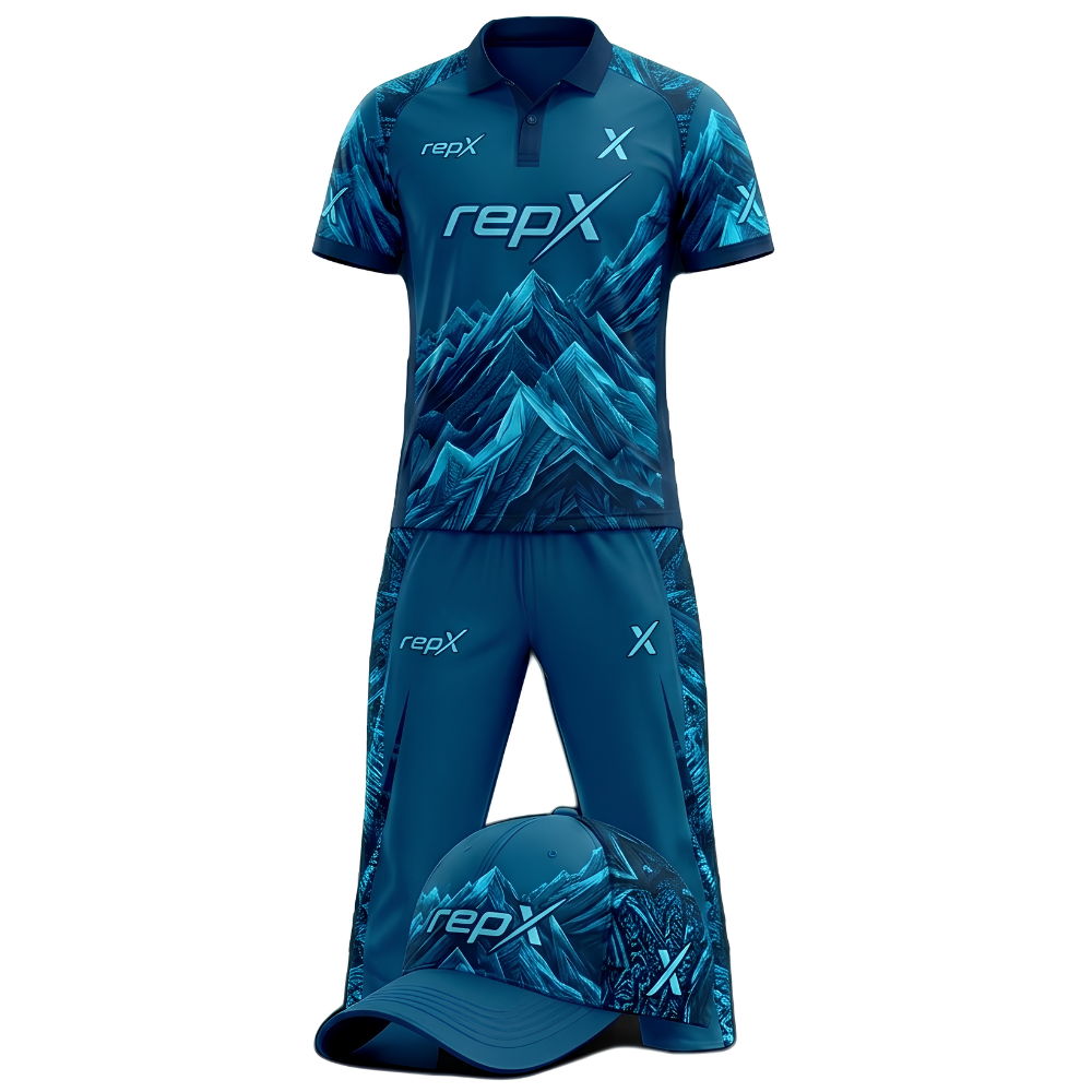 RepX Sea Blue Black Cricket Kit | Custom Cricket Team Uniform | Premium Cricket Jersey & Trousers