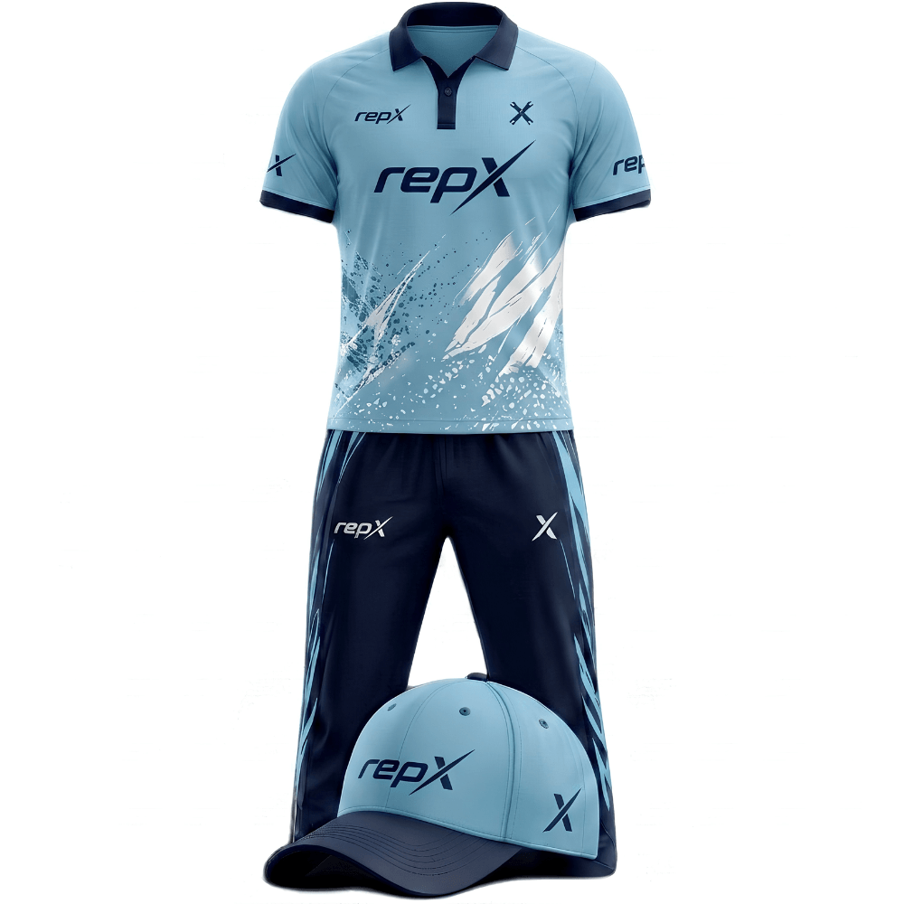 RepX Sea Blue Navy Cricket Kit | Custom Cricket Team Uniform | Premium Cricket Jersey & Trousers