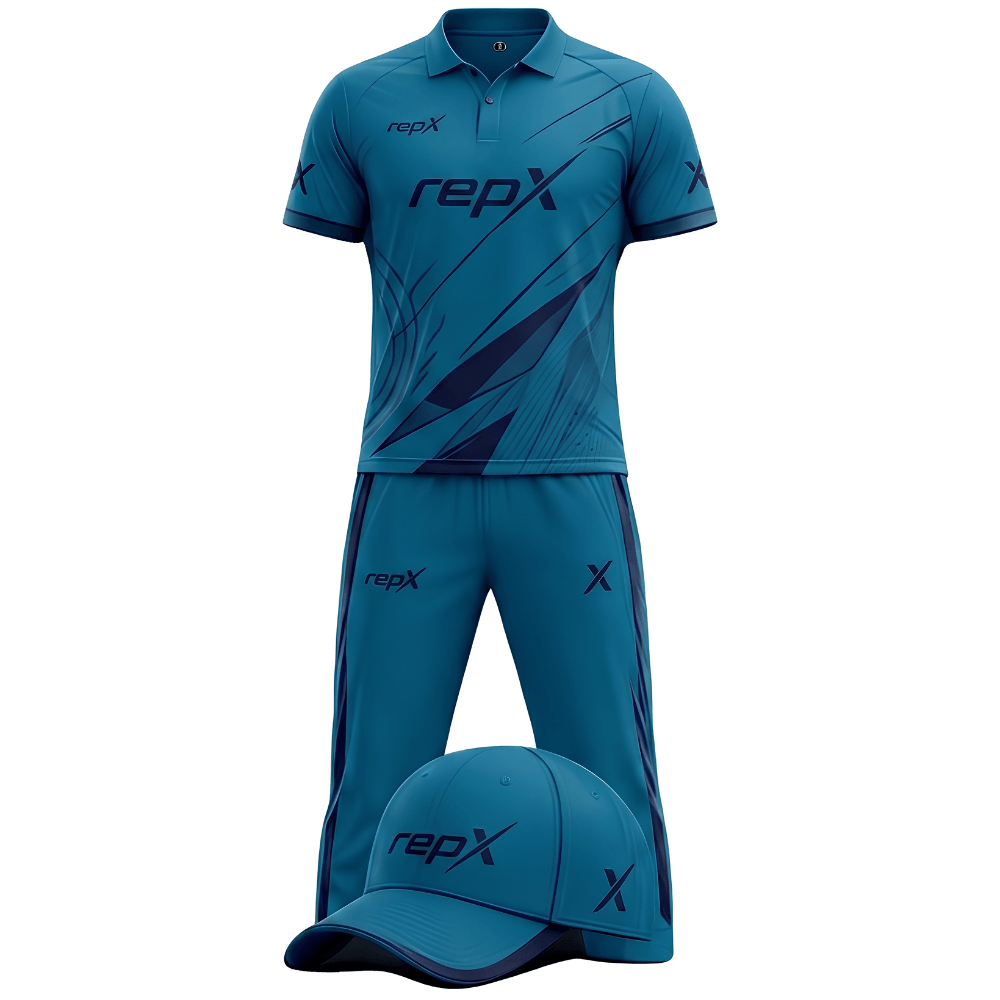 RepX Sea-Blue-Navy Cricket Kit | Custom Cricket Team Uniform | Premium Cricket Jersey & Trousers
