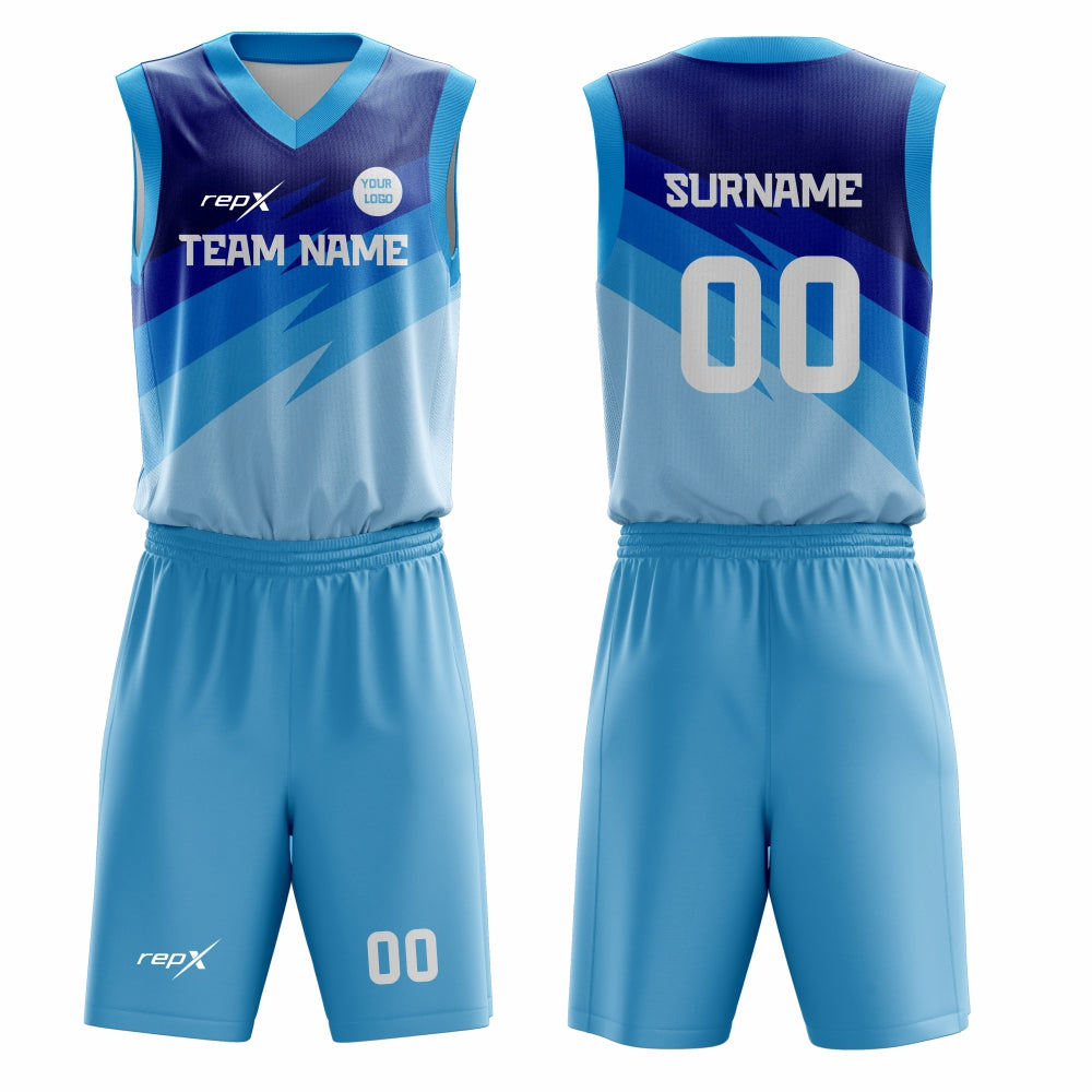 Custom Basketball Uniform Set – Blue Sublimated Jersey & Shorts