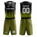 Custom Basketball Uniform Set – Olive & Black Sublimated Jersey & Shorts