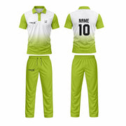 Custom Cricket Uniform Set – Green & White Sublimated Jersey & Trousers