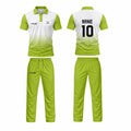 Custom Cricket Uniform Set – Green & White Sublimated Jersey & Trousers
