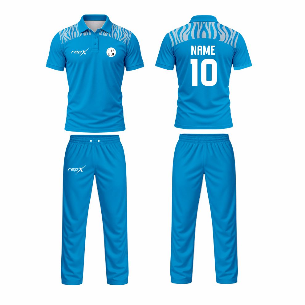 Custom Cricket Uniform Set – Blue Sublimated Jersey & Trousers