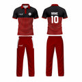 Custom Cricket Uniform Set – Red & Black Sublimated Jersey & Trousers