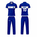 Custom Cricket Uniform Set – Blue & White Sublimated Jersey & Trousers
