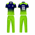 Custom Cricket Uniform Set – Navy & Neon Green Sublimated Jersey & Trousers