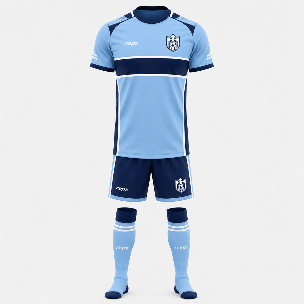 custom repX football kit with shirt, shorts and matching socks