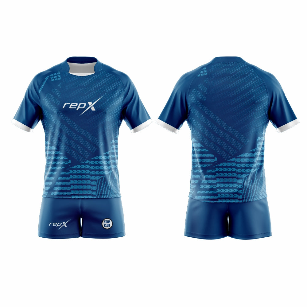 Custom Rugby Kit – Navy Blue Sublimated Jersey & Shorts